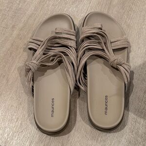 Maurices Women's Beige Knotted Slide Sandals